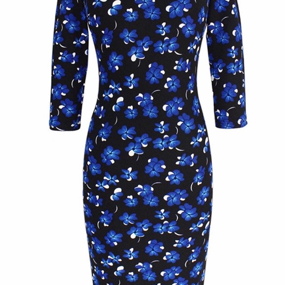 Womens Elegant Square Neck Casual Sheath Dress - Picture 6 of 8